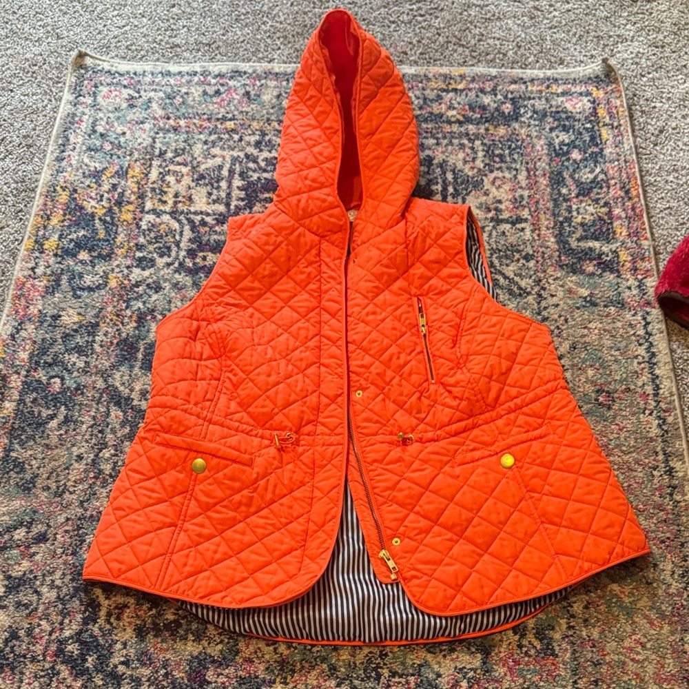 Crown & Ivy Bright Orange Quilted Vest